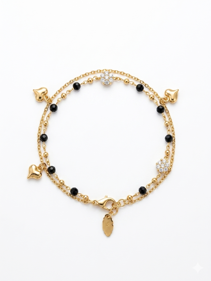 Luxe Black Bead Payal ( pair)