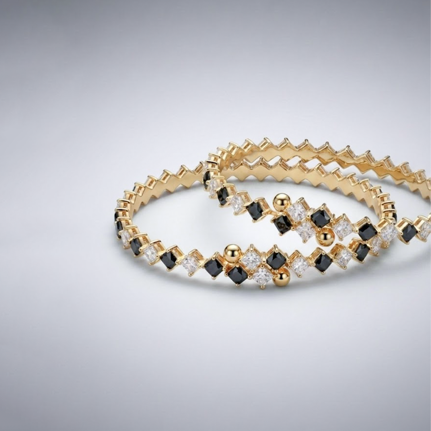 Noir Crystal Bangles [PAIR]