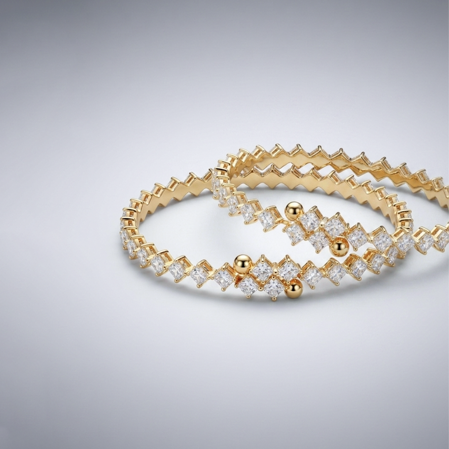Crystal Crown Bangles [PAIR]