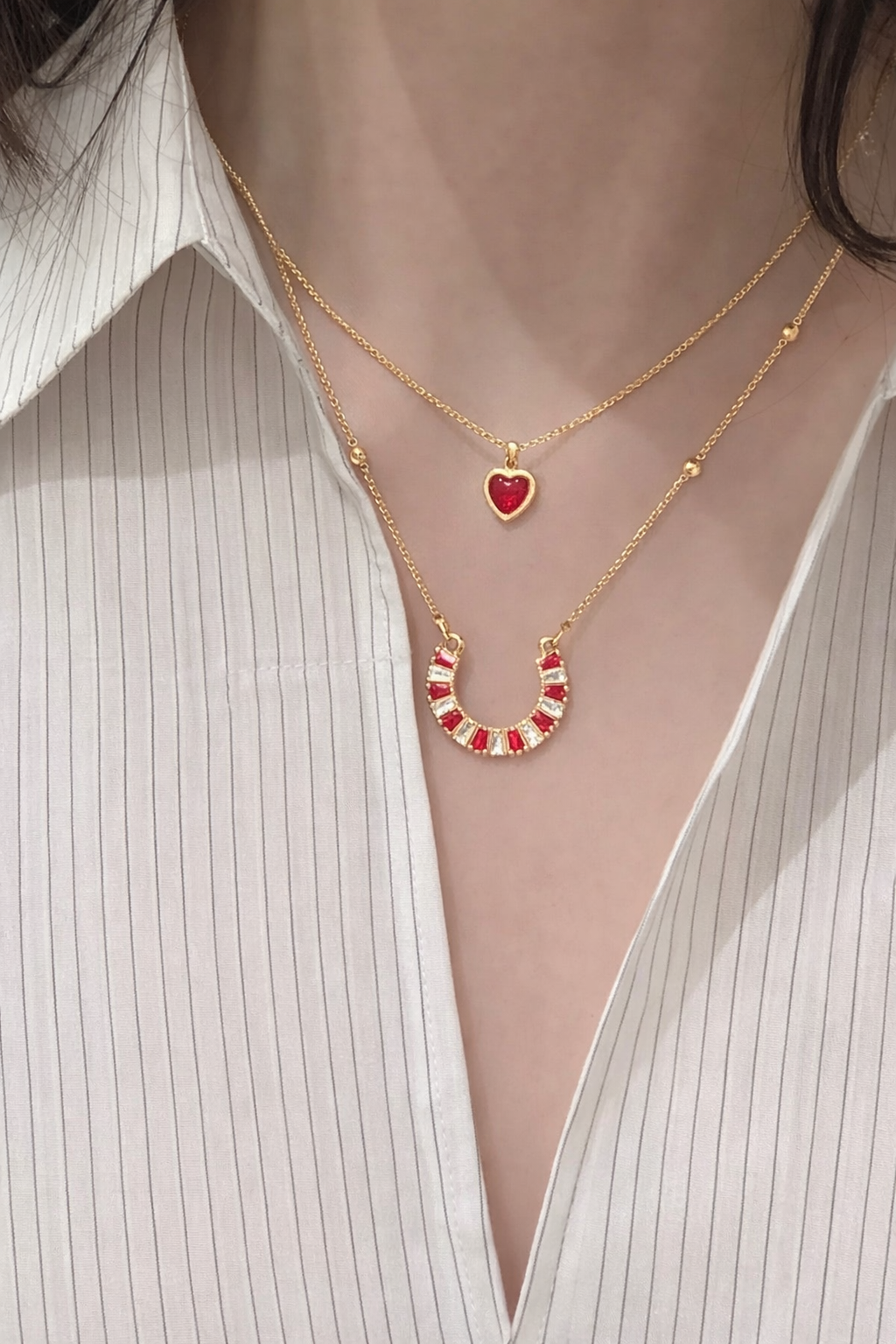 Crimson Charm Duo Necklace