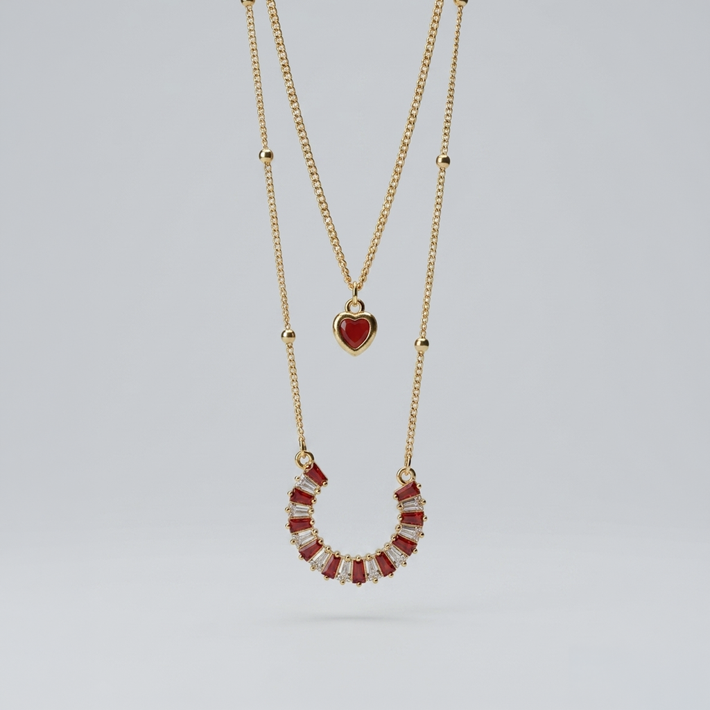 Crimson Charm Duo Necklace