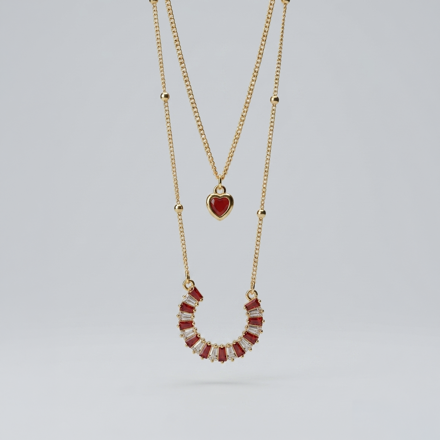 Crimson Charm Duo Necklace