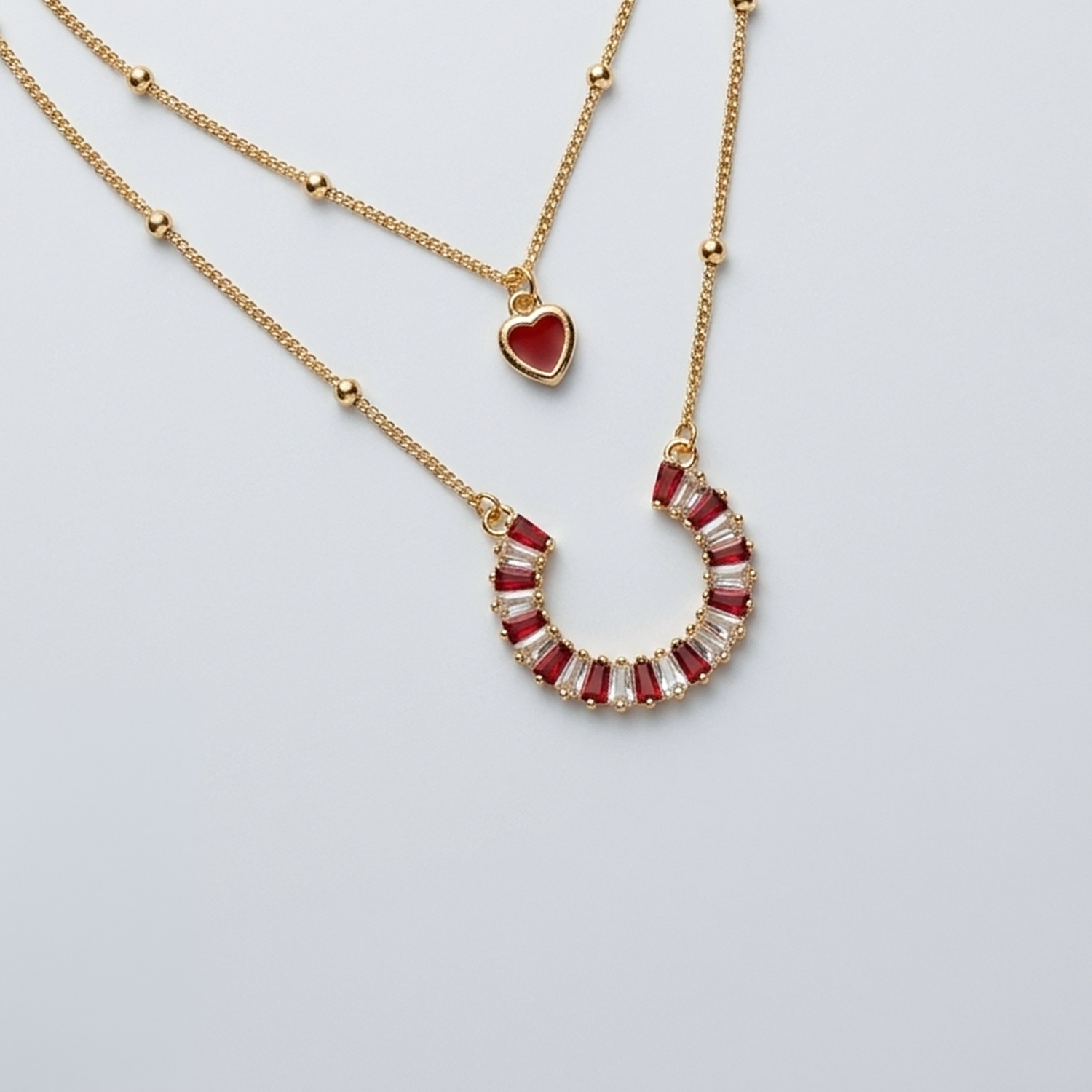 Crimson Charm Duo Necklace
